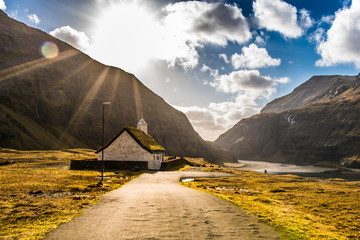 A Beautiful landscape with mountains and old village