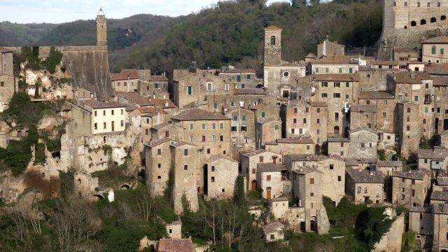 view at the old famous tuff city Sorano