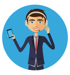 Man operator avatar customer call center concept 