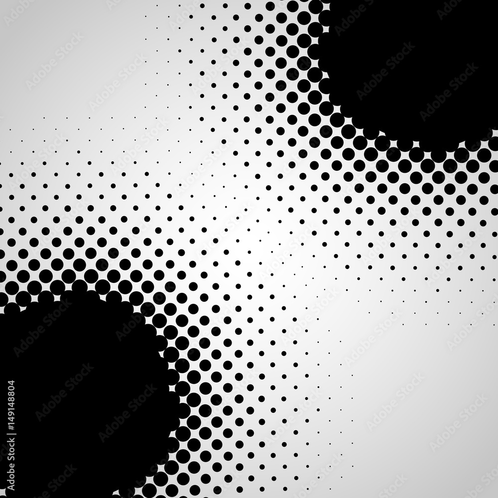 Poster halftone abstract black dots design element isolated on a white background.
