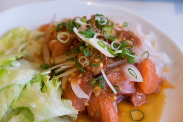 Salmon spicy salad.