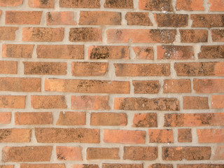 Closeup of brown red brick wall as texture or background.