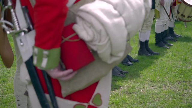 The feet of British Revolutionary War soldiers in a row