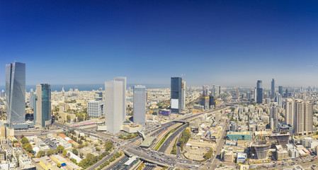 Naklejka na ściany i meble Panoramic Shot Of Tel Aviv And Ramat Gan Skyline