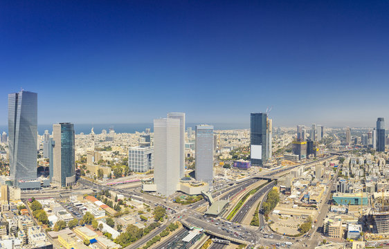 Panoramic Shot Of Tel Aviv And Ramat Gan Skyline