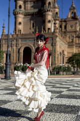 Fototapeta na wymiar Young elegance flamenco dancer
