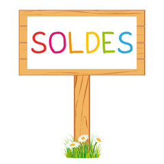 Panneau en bois affichage soldes.