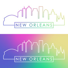 Fototapeta premium New Orlean skyline. Colorful linear style. Editable vector file.