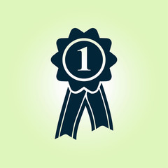  Badge with ribbons icon. Award rosette with ribbon simbol.