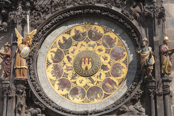 Prague astronomical clock Orloj - calendar on Old Town Hall, Prague, Czech Republic