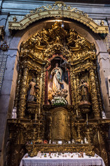 Fototapeta na wymiar One of the bye altars of The Third Order Church in Porto city, Portugal