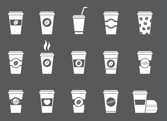 paper coffee cup icons set