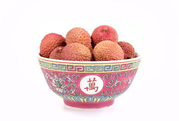 Lychees in bowl