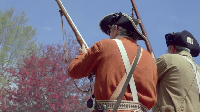 Revolutionary War Soldiers fire guns