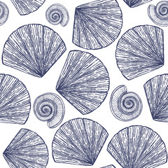 vector seamless background with seashells