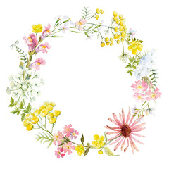Fototapeta premium Watercolor floral wreath