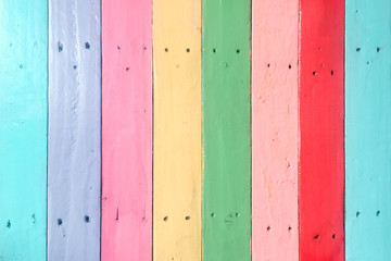 Colorful pastel  wooden plank wall
