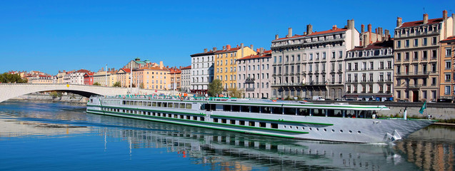 view of Lyon city and Saone River