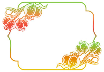 Obraz premium Gradient label with decorative flowers. Copy space. 