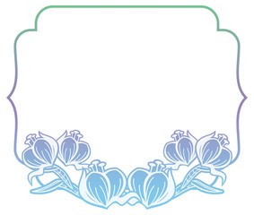 Gradient label with decorative flowers. Copy space. 