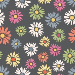 Nahtloses Muster mit Gänseblümchen auf grauem Hintergrund