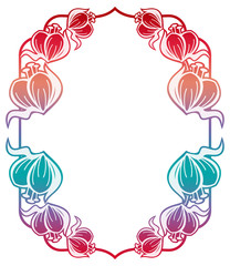 Gradient label with decorative flowers. Copy space. 