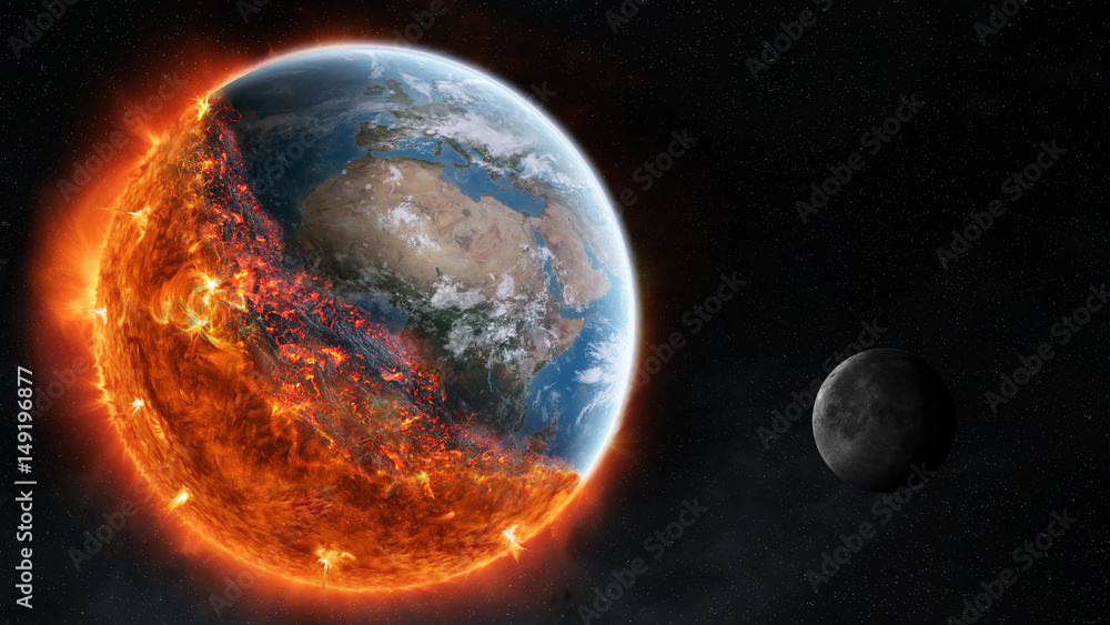 Fototapete the end of planet earth 3d rendering elements of this image furnished by nasa