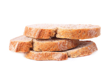 Three pieces of bread isolated on white