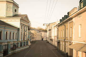 Central street of Moscow with old buildings