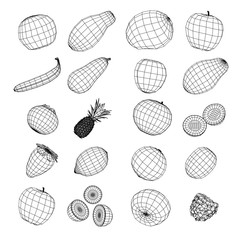 2d cartoon illustration of food collection