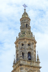 Fototapeta na wymiar view of the tower of an ancient church