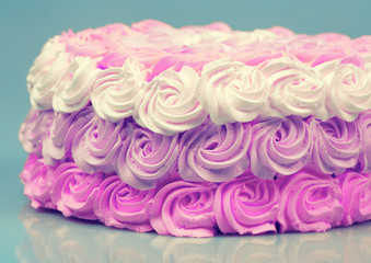 Festive ombre pink rose cream cake