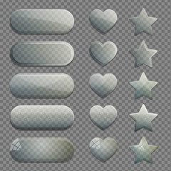 Collection of transparent glass app buttons