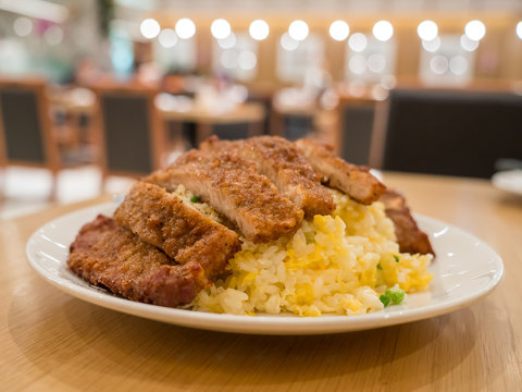 Closeup Of Fired Rice With Pork Shop Fired, Taiwan Food 2