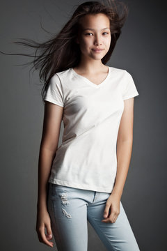Teenager wearing jeans and t-shirt 