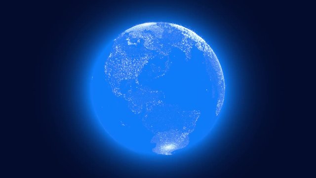 Mondo globo astratto, ologramma, mappa del mondo, particelle