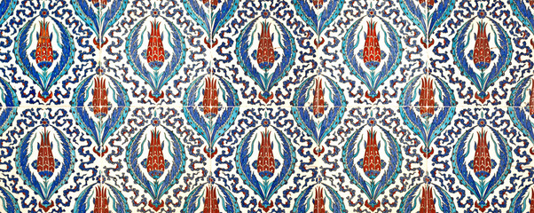 Ancient Ottoman patterned tile composition.