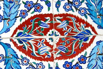 Ancient Ottoman patterned tile composition.