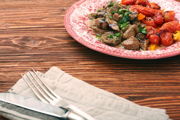 beef stew with peppers and cherry tomatoes