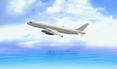 Plane over the sea