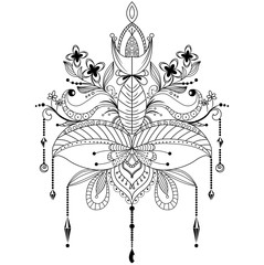 Zentangle ornamental lotus flower