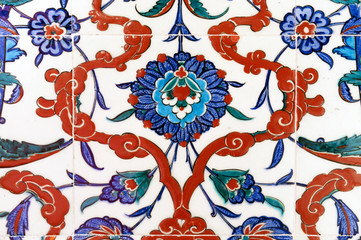 Ancient Ottoman patterned tile composition.