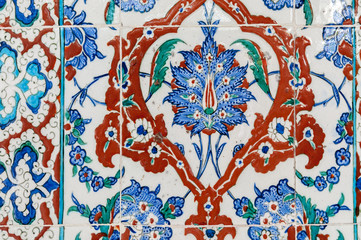 Ancient Ottoman patterned tile composition.