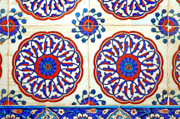 Ancient Ottoman patterned tile composition.