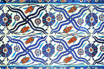 Ancient Ottoman patterned tile composition.