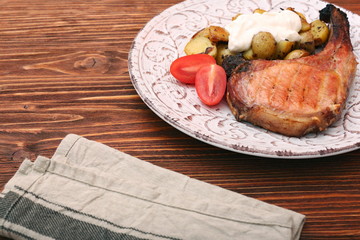 Pork Chop with potatoes and vegetable