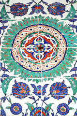 Ancient Ottoman patterned tile composition.