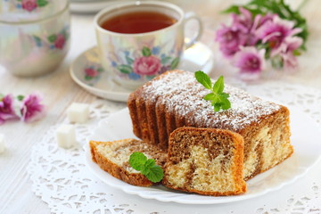 Homemade marble cake