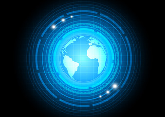 Global network with cybersecurity and safety concept