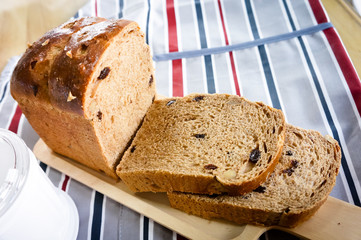 Mixed rye-wheat whole grain homemade sourdough bread